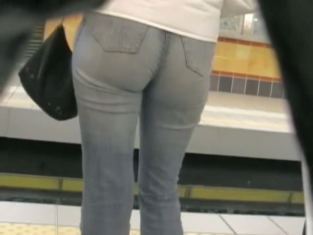 Denim jeans and nice ass voyeur on the stations