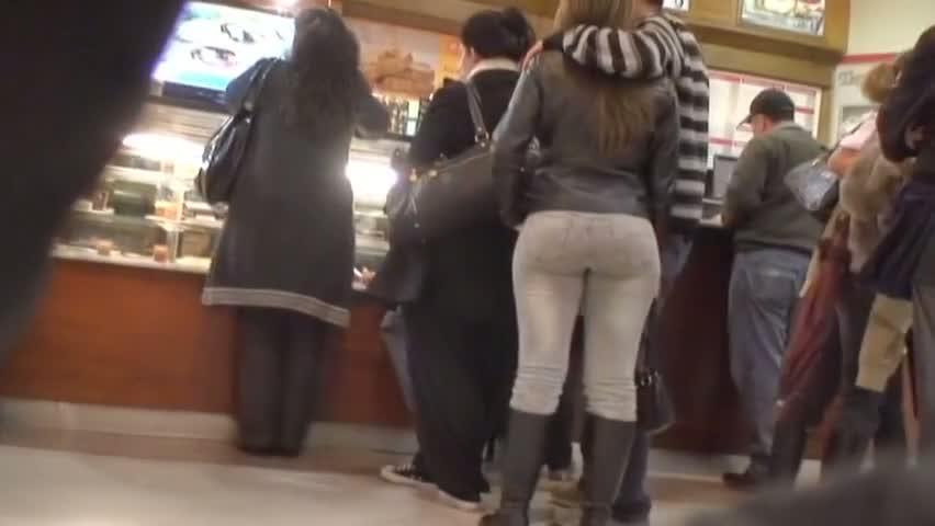 A rich ass in tight jeans in this spy cam video