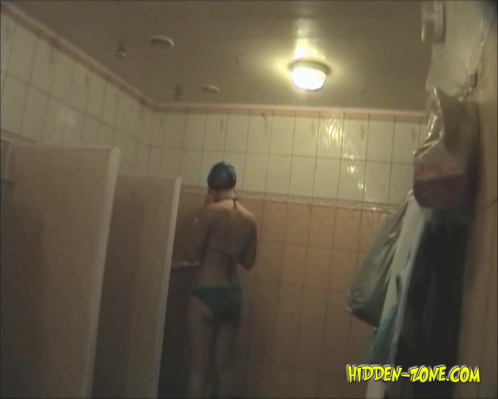 Girls taking shower in bikinis on hidden shower cam