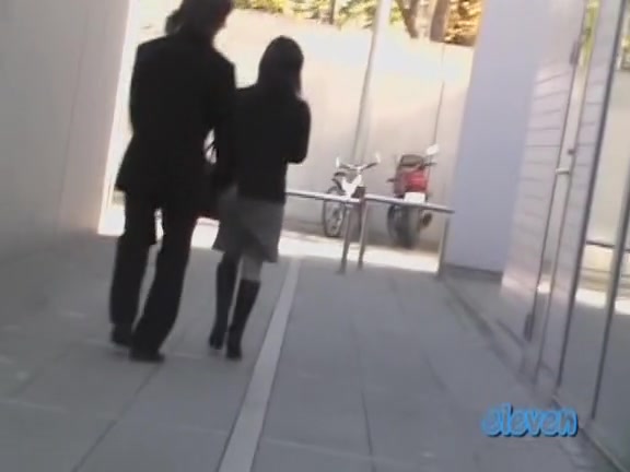 Asian babe leaving a waiting room skirt sharked outside.