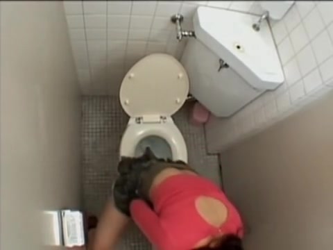 Horny Japanese bitch went to a WC to play with a sex toy