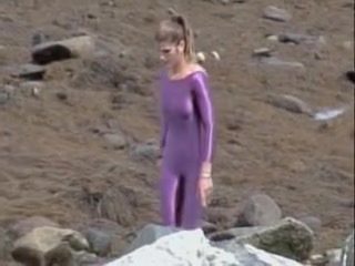 Girl in spandex costume on the candid street video 08d