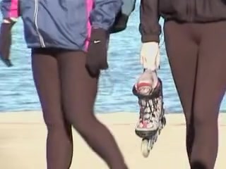 Candid voyeur video with girl in sports costume on beach 08v