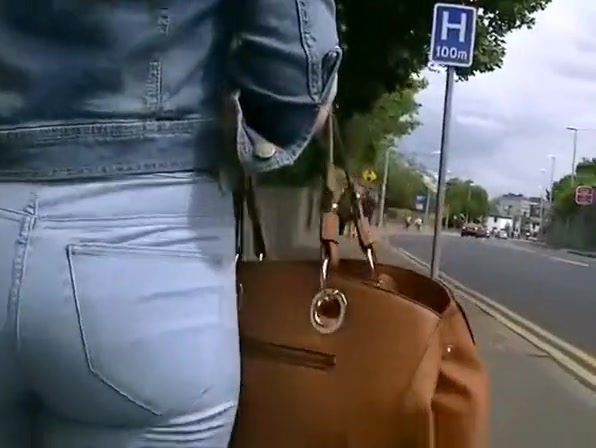 Girl in tight jeans pants and jacket