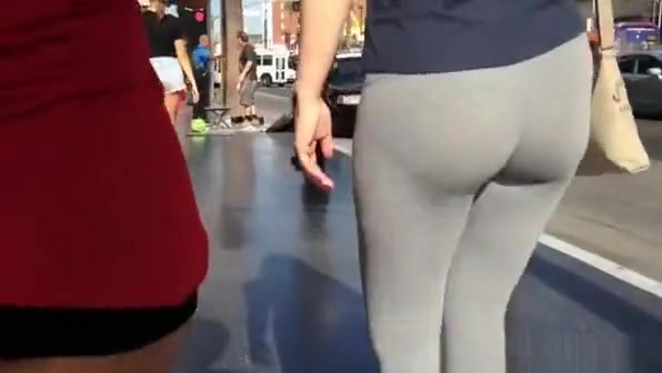 Nice ass in gray see through leggings