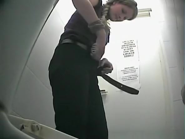Blonde chick secretly filmed in toilet peeing