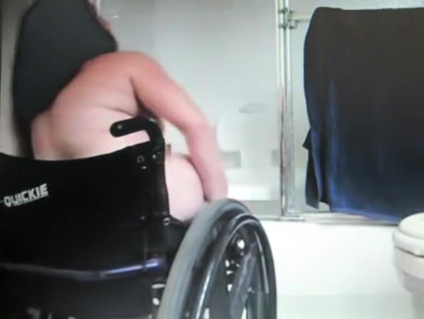Chubby woman in wheelchair spied in bathroom