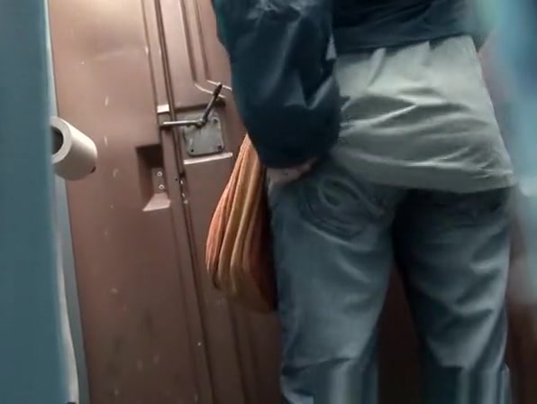 Blonde girl with nice hairy butt spied pissing