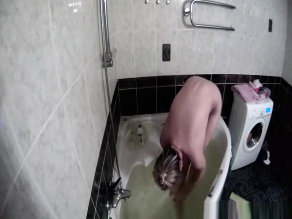 Sexy blonde bath and shaving