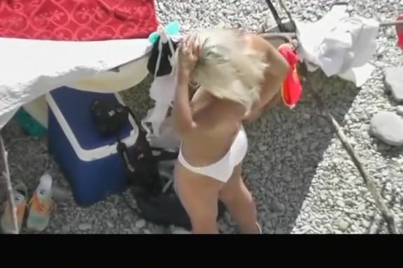 Blonde nudist woman secretly filmed