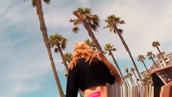 Pink bikini ass walking