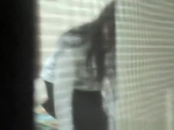 Brunette spied through the window getting examined