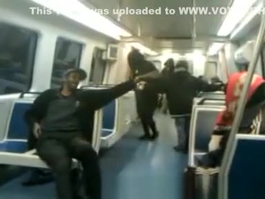 Drunk lady pees in subway car