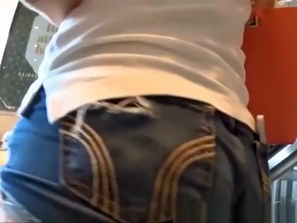 Teen in tight jeans shorts and nice butt