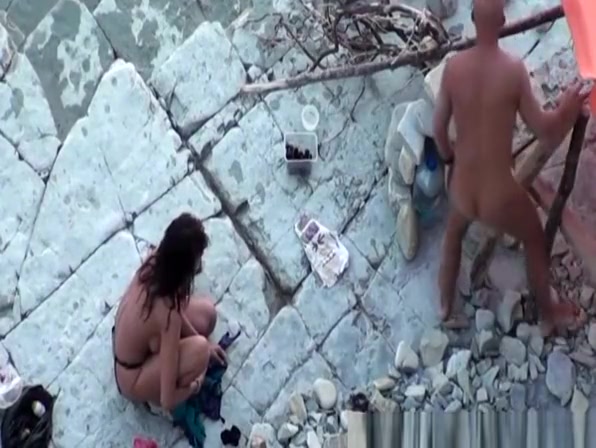 Guy ass fucked by wife in beach