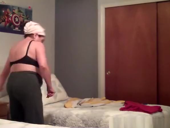 Busty wife with big tits spied in bedroom