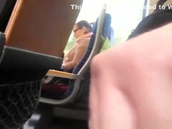 Dude takes out is cock in train and plays with it