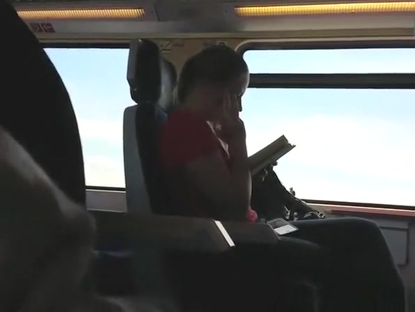 Exhibitionist dude plays with his cock in train