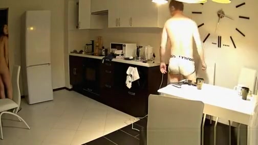 Girlfriend naked in kitchen