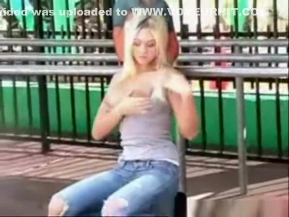 Hot Blonde Flashes tits