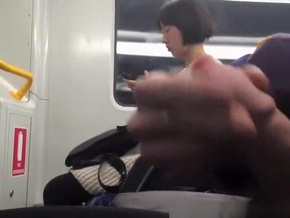 Guy masturbates in train