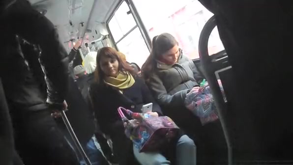 Exhibitionist flashes dick to girl in bus