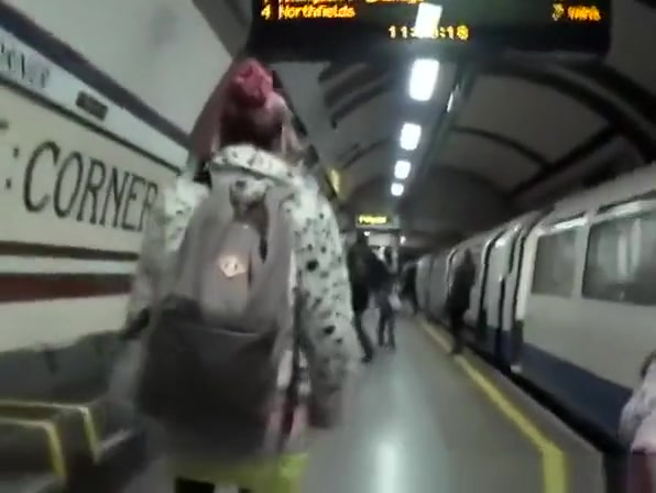 Exhibitionist chick showing her ass in London