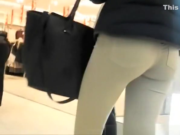 Nice ass in tight white jeans pants