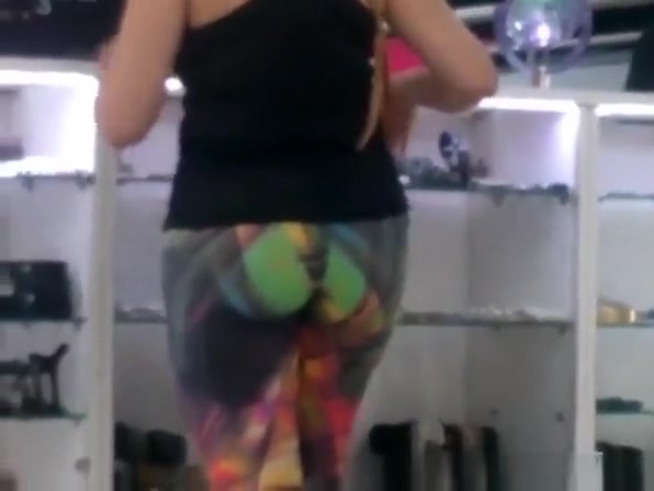 Woman in colorful spandex pants