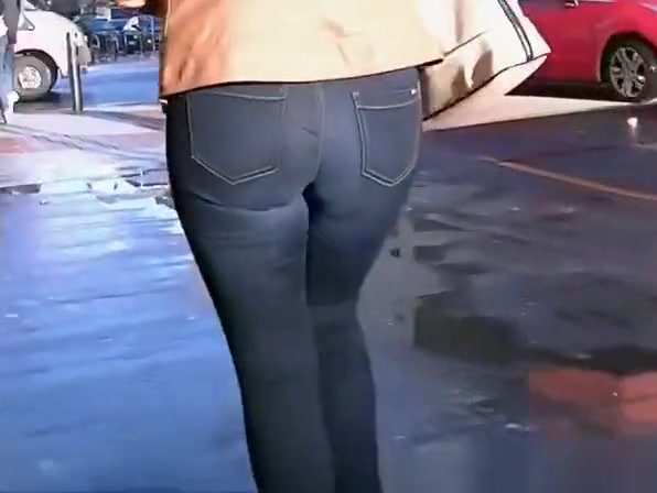Blonde Milf in tight jeans pants
