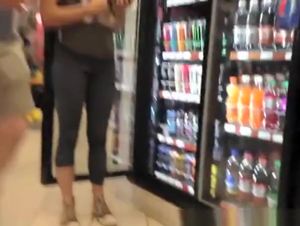 Gas station sexy ass in tight pants