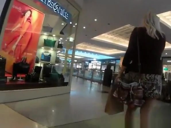 upskirted in the shopping mall rolling stairs