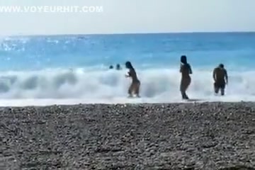Accidental nudity shown in wavy water