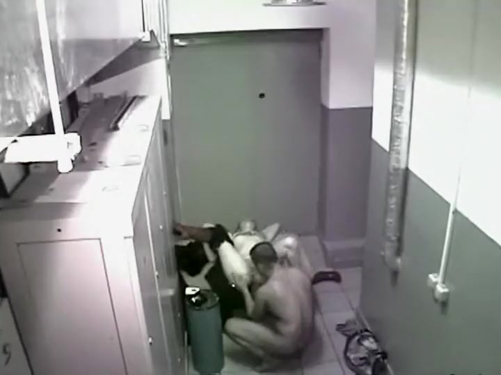 Security cam caught sex in office lockers