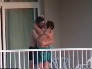 Voyeur caught them fuck on the balcony