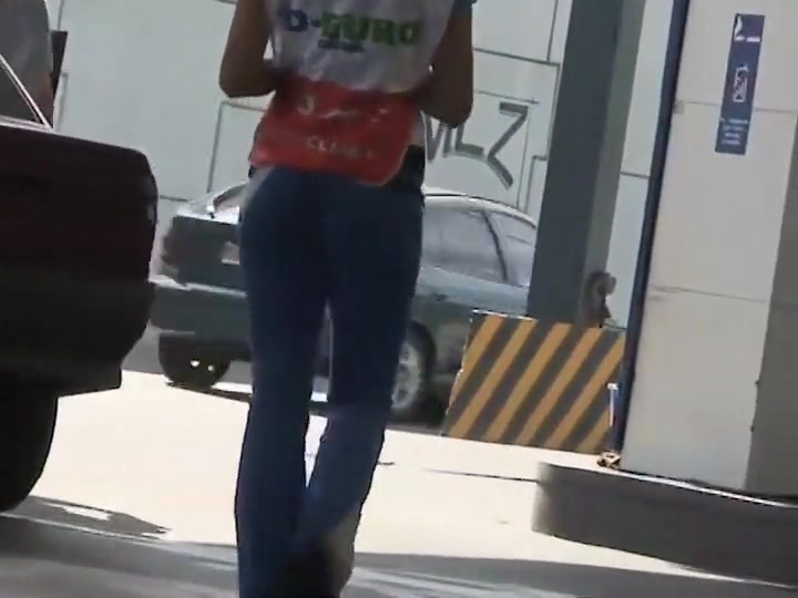 Young gas station worker is smoking hot