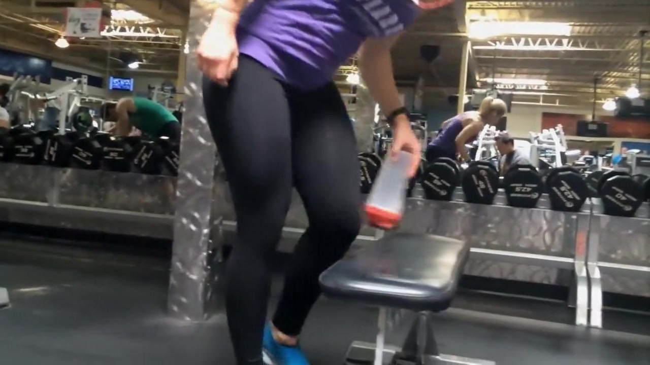 Checking boobs during triceps exercise