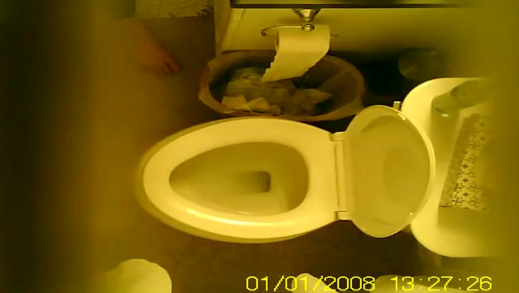 Hidden cam on the toilet ceiling