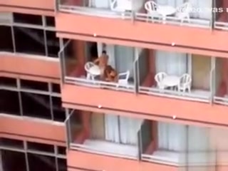 Hardcore sex on the balcony