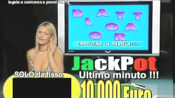 Smoking hot Italian blonde teases with her tits live on TV