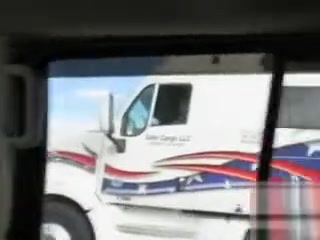 Car cocksucker shows her pussy to a trucker