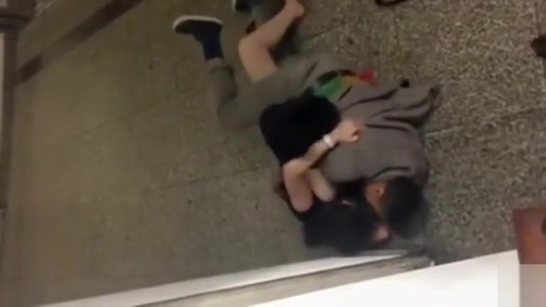 Drunk couple copulating on the hallway floor