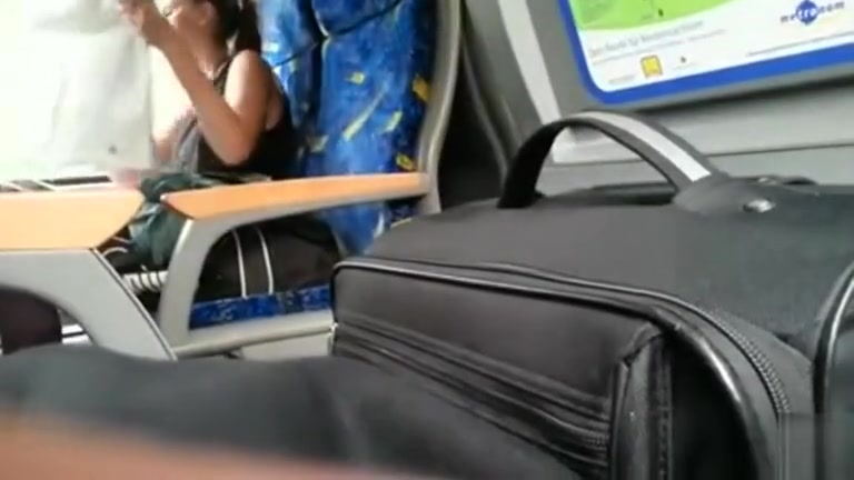 Slowly stroking his dick on the public bus