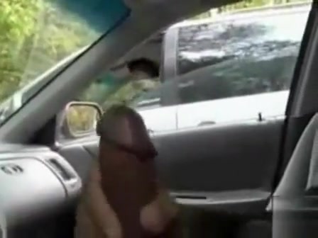 Jerking off my large dick in the car