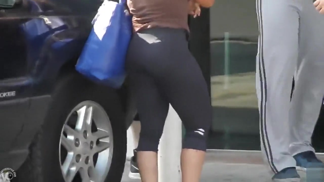Tight workout pants look good on her ass