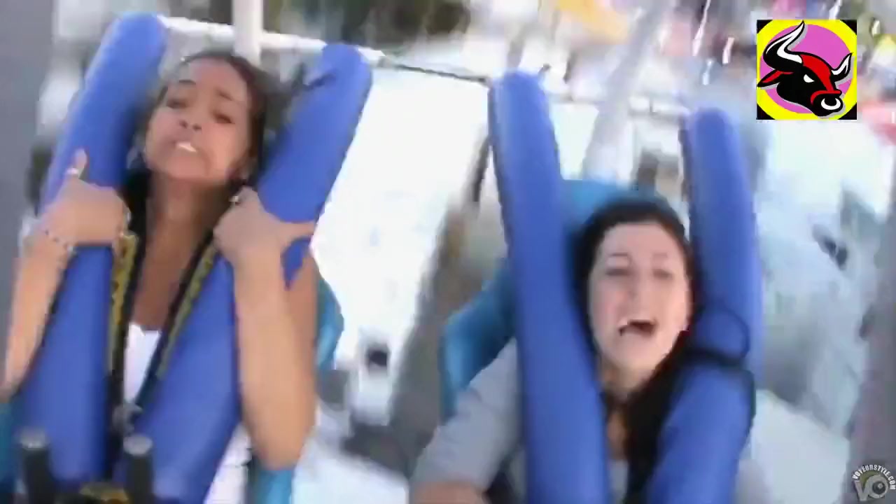 Hot babes on the fastest roller coaster