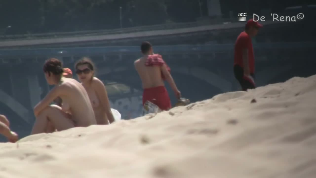 Hidden beach camera clip of blond and brunette nudist girls