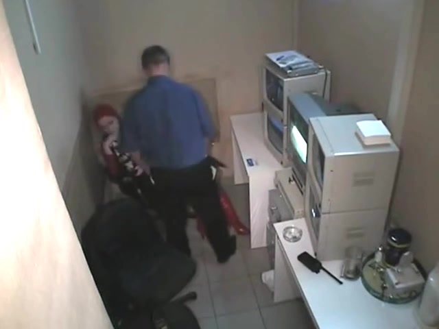 Security Guy fucks on security cam