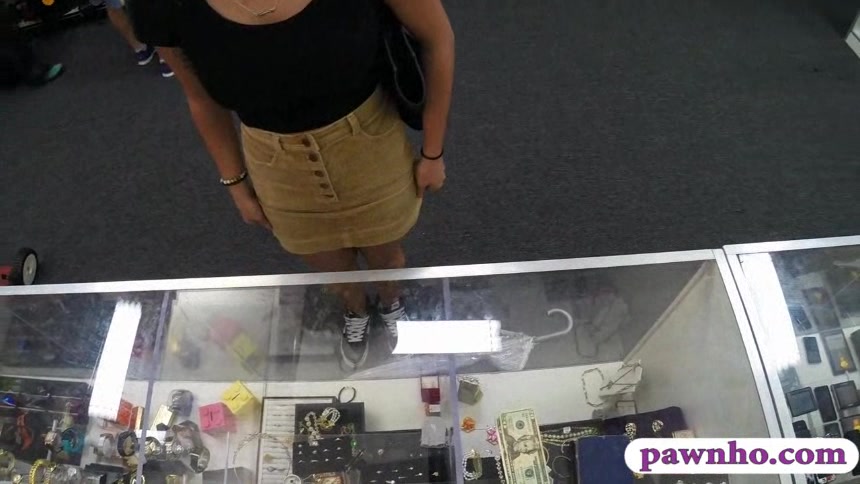 Hot college girl pawns her pussy and screwed at the pawnshop