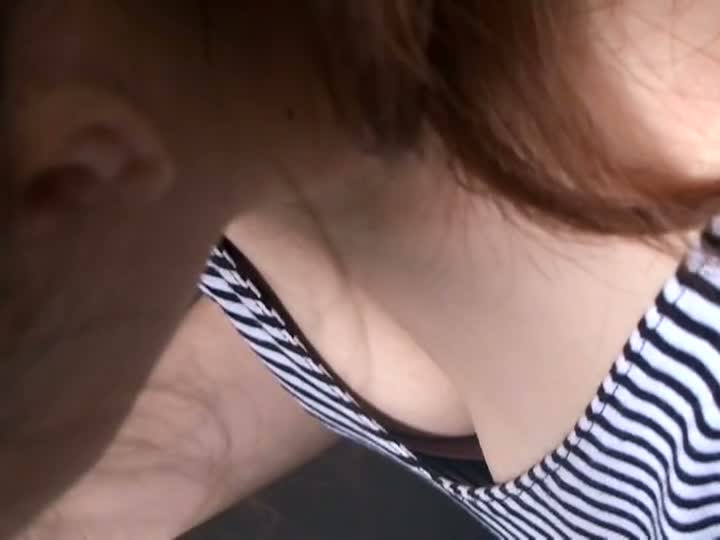 Down blouse clip of an asian teen brunette with small tits
